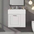 Mobiletto da bagno da parete 21.8 con lavabo, Mobiletto contenitore da bagno con cassetti, Mobile lavabo singolo con ripiano regolabile