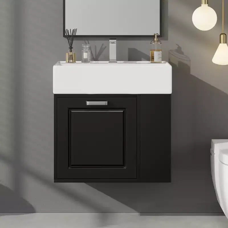 Mobiletto da bagno da parete 21.8 con lavabo, Mobiletto contenitore da bagno con cassetti, Mobile lavabo singolo con ripiano regolabile