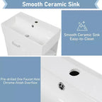 Mobiletto da bagno da parete 21.8 con lavabo, Mobiletto contenitore da bagno con cassetti, Mobile lavabo singolo con ripiano regolabile
