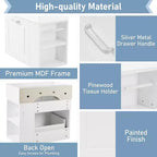 Mobiletto da bagno da parete 21.8 con lavabo, Mobiletto contenitore da bagno con cassetti, Mobile lavabo singolo con ripiano regolabile