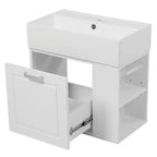 Mobiletto da bagno da parete 21.8 con lavabo, Mobiletto contenitore da bagno con cassetti, Mobile lavabo singolo con ripiano regolabile
