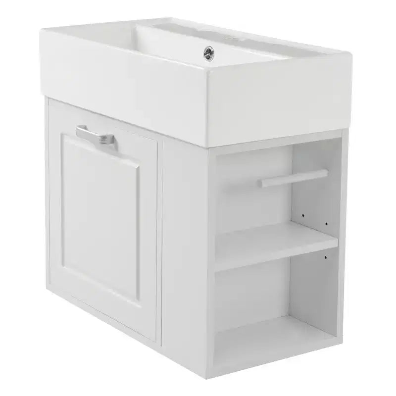Mobiletto da bagno da parete 21.8 con lavabo, Mobiletto contenitore da bagno con cassetti, Mobile lavabo singolo con ripiano regolabile