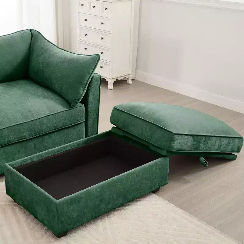 Pouf modulare rettangolare da 33,8W con contenitore, poggiapiedi pouf contenitore con coperchio apribile, imbottitura in schiuma ad alta densità, decorazioni per la casa