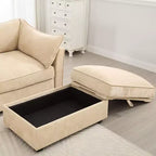 Pouf modulare rettangolare da 33,8W con contenitore, poggiapiedi pouf contenitore con coperchio apribile, imbottitura in schiuma ad alta densità, decorazioni per la casa