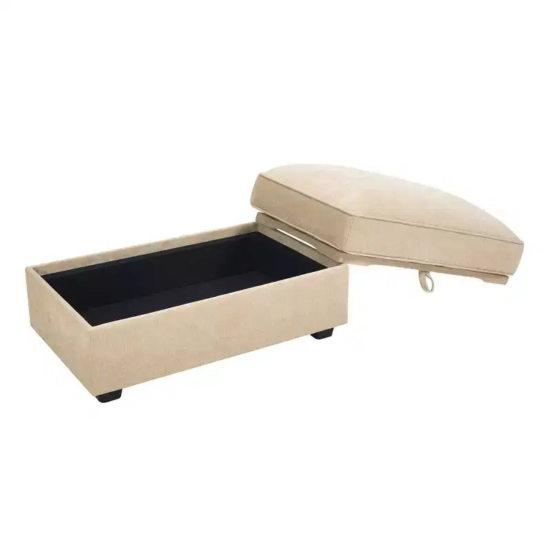 Pouf modulare rettangolare da 33,8W con contenitore, poggiapiedi pouf contenitore con coperchio apribile, imbottitura in schiuma ad alta densità, decorazioni per la casa