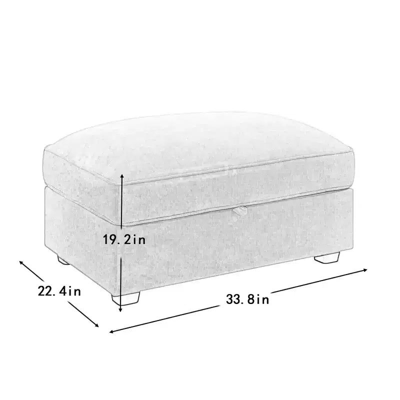 Pouf modulare rettangolare da 33,8W con contenitore, poggiapiedi pouf contenitore con coperchio apribile, imbottitura in schiuma ad alta densità, decorazioni per la casa