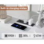 Cassettiera in Rattan a 9 Cassetti con Stazione di Ricarica, Comò da Fattoria, Organizzatore Contenitore Largo per Armadio per Camera da Letto, Soggiorno, Ingresso