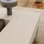 Tavolino da caffè caldo in venatura di legno bianco Tavolino da centro divano Tavolino laterale 176 libbre Capacità di carico Organizer con spazio integrato Tavolino da caffè rettangolare/quadrato