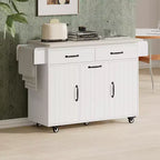 Carrello da cucina pieghevole multifunzionale con pattumiera, armadietto e cassetti, isola su ruote con ripiani regolabili, bianco