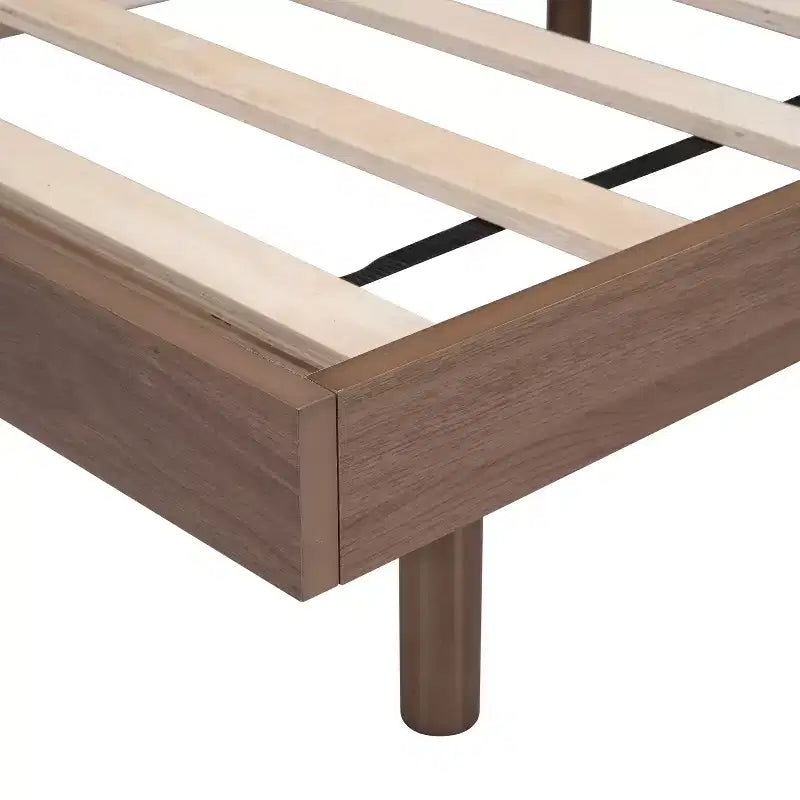 Letto a Piattaforma con Doghe Spesse Collegate, Telaio Letto Flottante in Legno Massiccio Senza Testiera per Camera da Letto