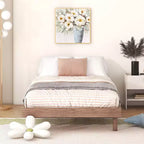 Letto a Piattaforma con Doghe Spesse Collegate, Telaio Letto Flottante in Legno Massiccio Senza Testiera per Camera da Letto