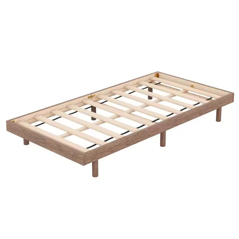 Letto a Piattaforma con Doghe Spesse Collegate, Telaio Letto Flottante in Legno Massiccio Senza Testiera per Camera da Letto