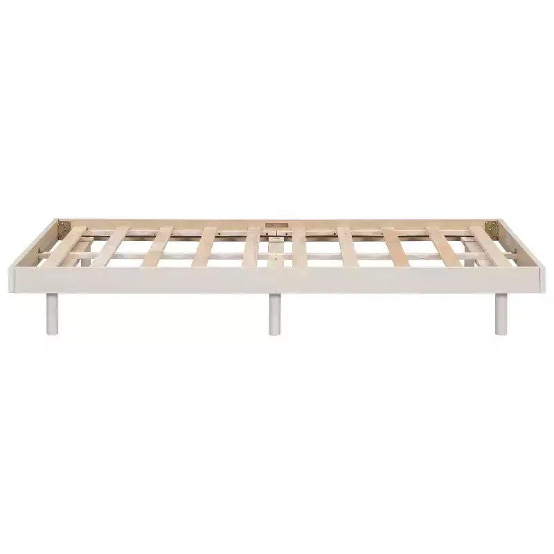 Letto a Piattaforma con Doghe Spesse Collegate, Telaio Letto Flottante in Legno Massiccio Senza Testiera per Camera da Letto