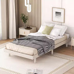 Letto a Piattaforma con Doghe Spesse Collegate, Telaio Letto Flottante in Legno Massiccio Senza Testiera per Camera da Letto