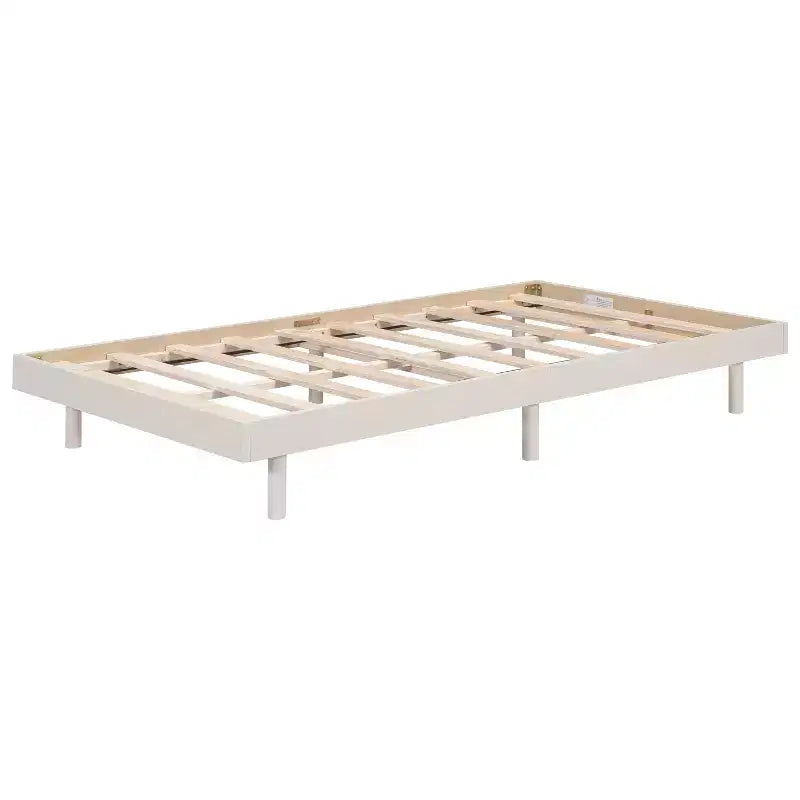 Letto a Piattaforma con Doghe Spesse Collegate, Telaio Letto Flottante in Legno Massiccio Senza Testiera per Camera da Letto
