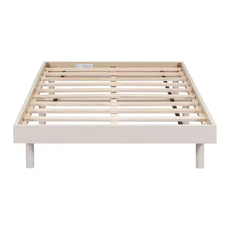 Letto a Piattaforma con Doghe Spesse Collegate, Telaio Letto Flottante in Legno Massiccio Senza Testiera per Camera da Letto