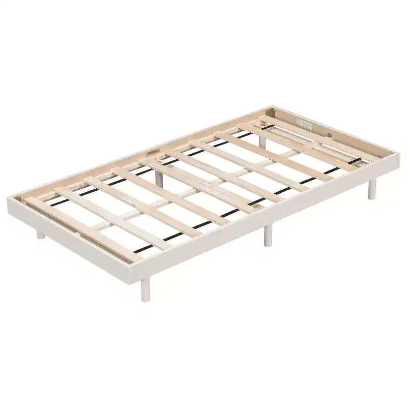 Letto a Piattaforma con Doghe Spesse Collegate, Telaio Letto Flottante in Legno Massiccio Senza Testiera per Camera da Letto