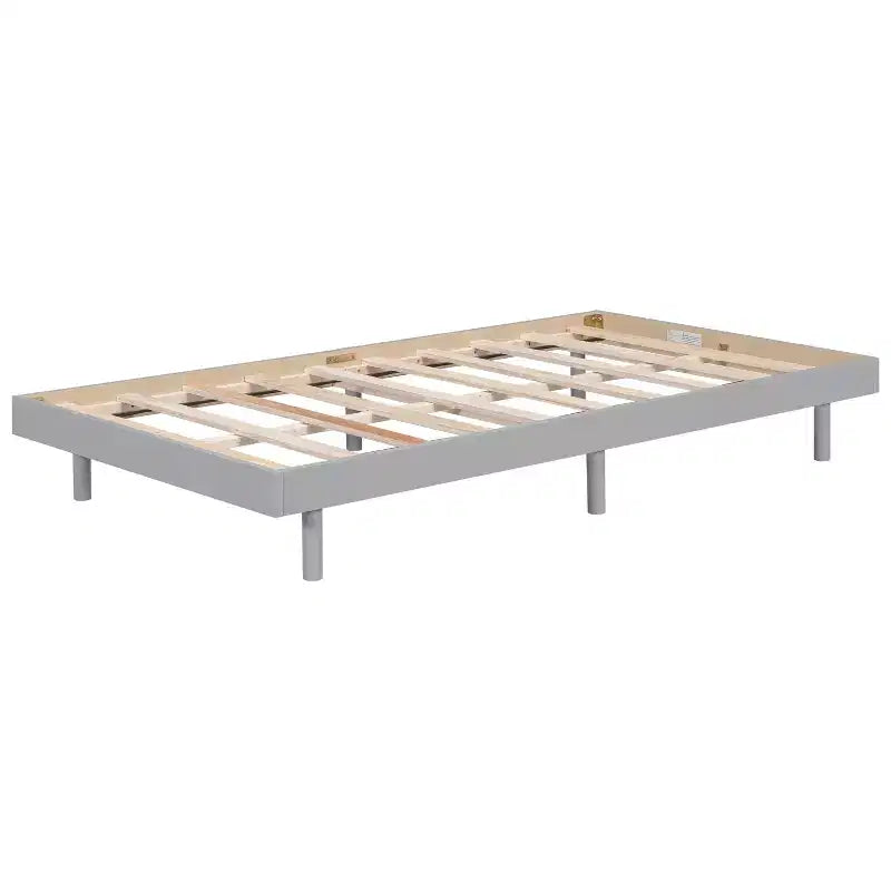 Letto a Piattaforma con Doghe Spesse Collegate, Telaio Letto Flottante in Legno Massiccio Senza Testiera per Camera da Letto