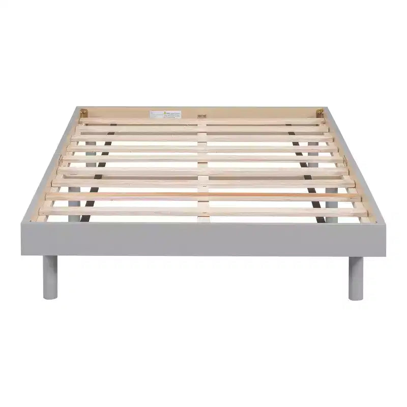 Letto a Piattaforma con Doghe Spesse Collegate, Telaio Letto Flottante in Legno Massiccio Senza Testiera per Camera da Letto