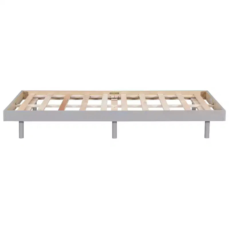 Letto a Piattaforma con Doghe Spesse Collegate, Telaio Letto Flottante in Legno Massiccio Senza Testiera per Camera da Letto