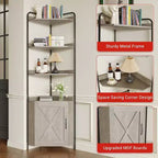 Mensola angolare, Libreria, Scaffale in piedi, Scaffale per documenti, Scaffale a muro, 3 ripiani e armadietto, MDF + metallo, Grigio Sonoma, 60 x 42 x 180 cm