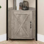 Mensola angolare, Libreria, Scaffale in piedi, Scaffale per documenti, Scaffale a muro, 3 ripiani e armadietto, MDF + metallo, Grigio Sonoma, 60 x 42 x 180 cm