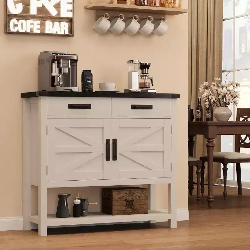 Consolle in legno minimalista con armadietto a due ante e due cassetti, mobile bar, tavolino da divano, adatto per soggiorni e corridoi