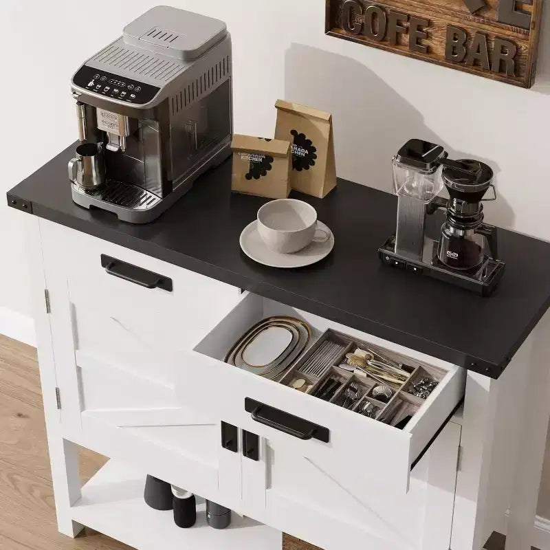 Consolle in legno minimalista con armadietto a due ante e due cassetti, mobile bar, tavolino da divano, adatto per soggiorni e corridoi