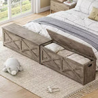 Panca contenitore da 120 cm, Panca portaoggetti in legno con cerniere di sicurezza, Facile da montare, Grande panca scarpiera per ingresso, soggiorno, camera da letto