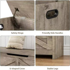 Panca contenitore da 120 cm, Panca portaoggetti in legno con cerniere di sicurezza, Facile da montare, Grande panca scarpiera per ingresso, soggiorno, camera da letto