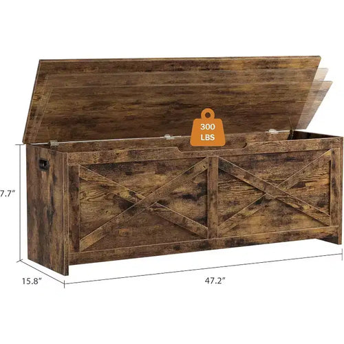 Panca contenitore da 120 cm, Panca portaoggetti in legno con cerniere di sicurezza, Facile da montare, Grande panca scarpiera per ingresso, soggiorno, camera da letto