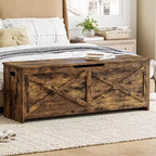 Panca contenitore da 120 cm, Panca portaoggetti in legno con cerniere di sicurezza, Facile da montare, Grande panca scarpiera per ingresso, soggiorno, camera da letto