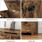 Panca contenitore da 120 cm, Panca portaoggetti in legno con cerniere di sicurezza, Facile da montare, Grande panca scarpiera per ingresso, soggiorno, camera da letto