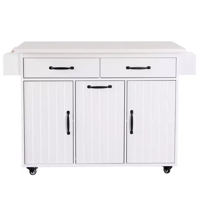 Carrello da Cucina con Contenitore per Spazzatura, Top a Scomparsa, Cassetto, Portaspezie e Portasciugamani, Ripiano Regolabile, Carrello da Cucina su Ruote, Bianco