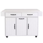 Carrello da Cucina con Contenitore per Spazzatura, Top a Scomparsa, Cassetto, Portaspezie e Portasciugamani, Ripiano Regolabile, Carrello da Cucina su Ruote, Bianco