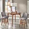 Set da pranzo 3 pezzi altezza bancone noce/grigio: legno di gomma, sgabelli imbottiti, imbottitura in schiuma