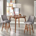 Set da pranzo 3 pezzi altezza bancone noce/grigio: legno di gomma, sgabelli imbottiti, imbottitura in schiuma