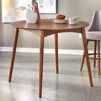 Set da pranzo 3 pezzi altezza bancone noce/grigio: legno di gomma, sgabelli imbottiti, imbottitura in schiuma
