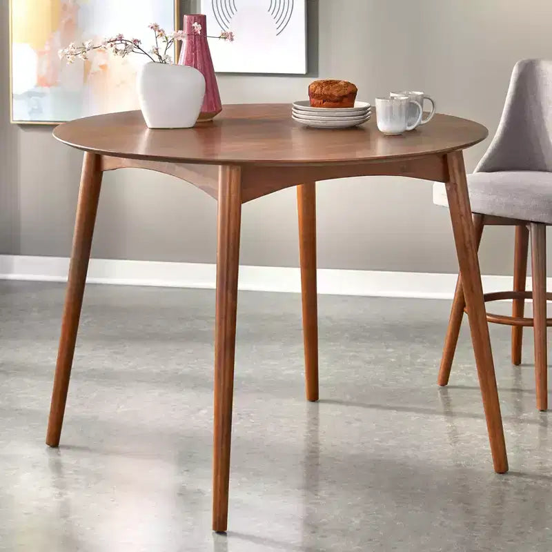 Set da pranzo 3 pezzi altezza bancone noce/grigio: legno di gomma, sgabelli imbottiti, imbottitura in schiuma
