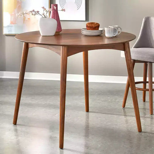Set da pranzo 3 pezzi altezza bancone noce/grigio: legno di gomma, sgabelli imbottiti, imbottitura in schiuma