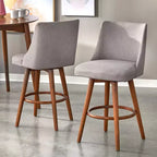 Set da pranzo 3 pezzi altezza bancone noce/grigio: legno di gomma, sgabelli imbottiti, imbottitura in schiuma