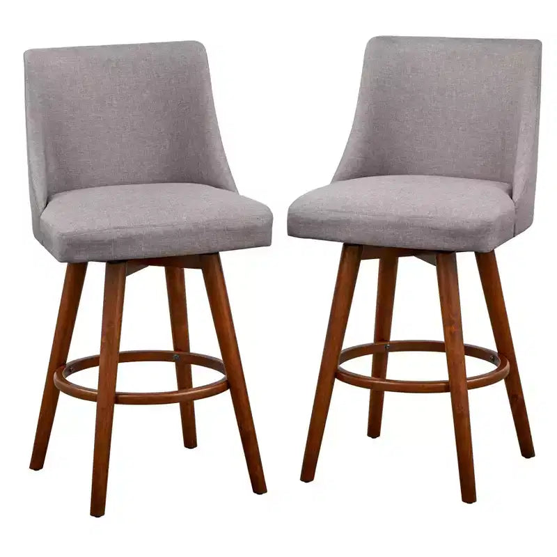 Set da pranzo 3 pezzi altezza bancone noce/grigio: legno di gomma, sgabelli imbottiti, imbottitura in schiuma