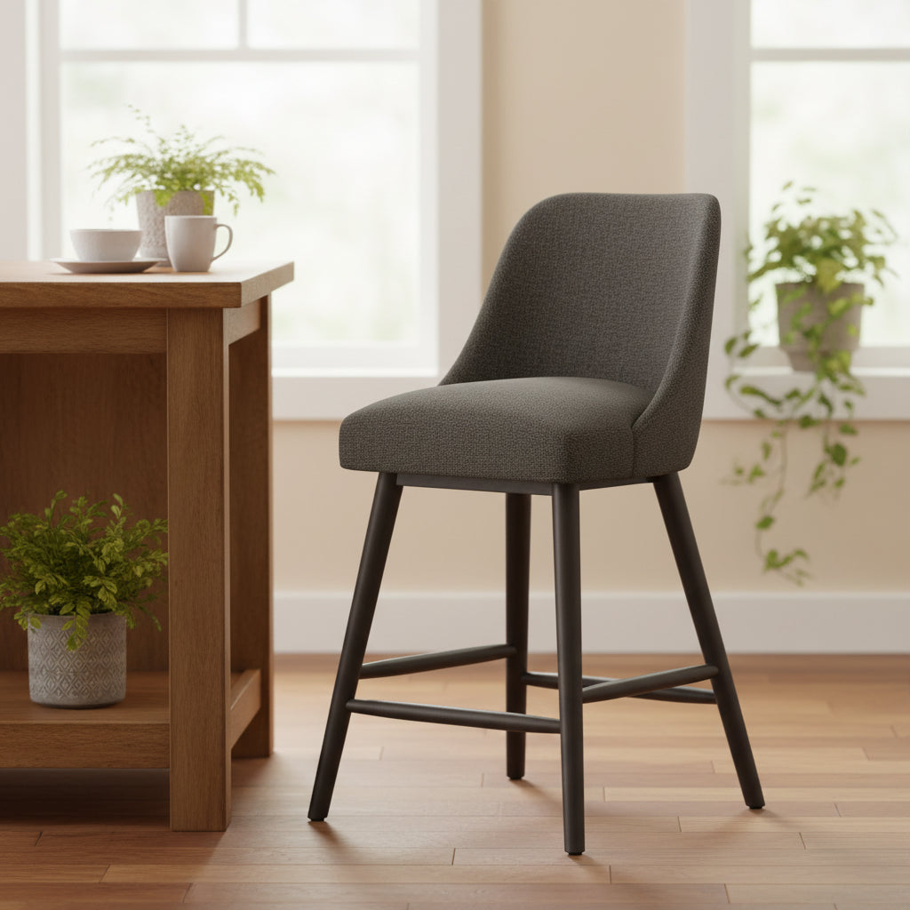 27 Geller Counter Height Barstool with Footrest in Textured Linen - Threshold