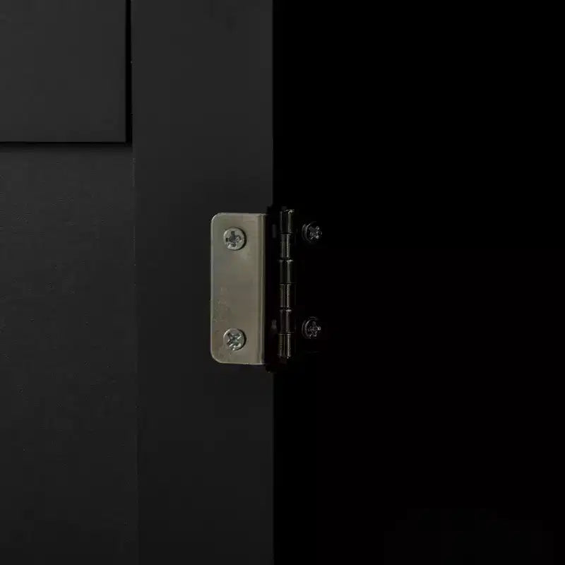 Carrello da cucina moderno con isola su ruote con cassetti, carrello di servizio mobile con ripiani regolabili, armadietti e portasciugamani, nero