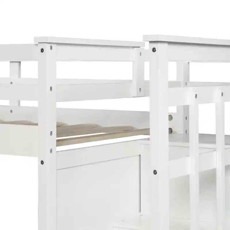 Letto a castello in legno Twin Over Twin con 4 cassetti, letto estraibile e scaletta