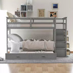 Letto a castello in legno Twin Over Twin con 4 cassetti, letto estraibile e scaletta