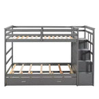 Letto a castello in legno Twin Over Twin con 4 cassetti, letto estraibile e scaletta