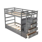 Letto a castello in legno Twin Over Twin con 4 cassetti, letto estraibile e scaletta