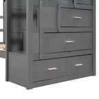 Letto a castello in legno Twin Over Twin con 4 cassetti, letto estraibile e scaletta
