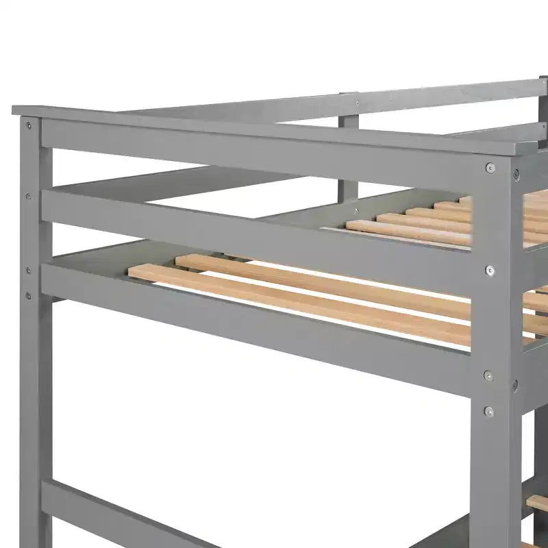 Letto a castello in legno Twin Over Twin con 4 cassetti, letto estraibile e scaletta